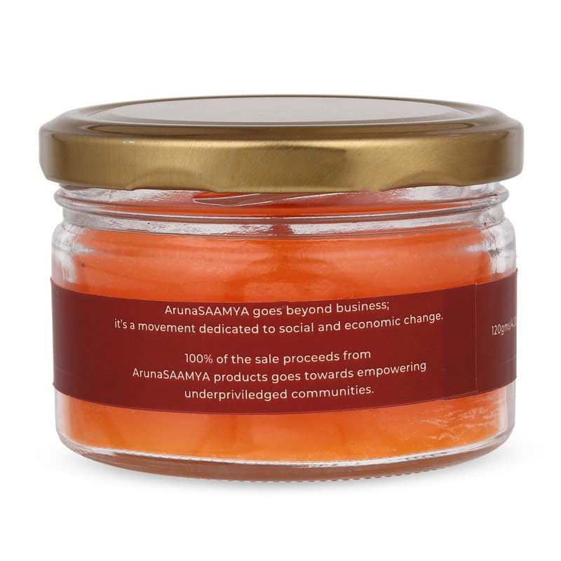 Image of ArunaSAAMYA Handcrafted Scented Jar Candle I Citrus Fragrance (Tangerine Dreams) I Pack of 1 I 120 GMS I Upto 40 Hours Burn Time