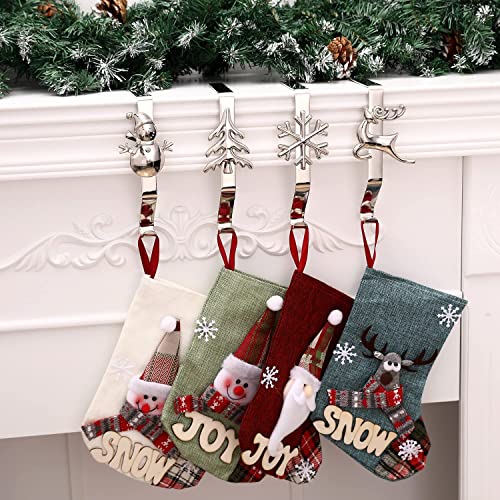 Yuokwer Christmas Stocking Holders - Different Pattern Christmas Stocking Hangers For Fireplace Christmas Stocking Hooks For Christmas Decoration (Silver,Pack Of 4) #TOP6