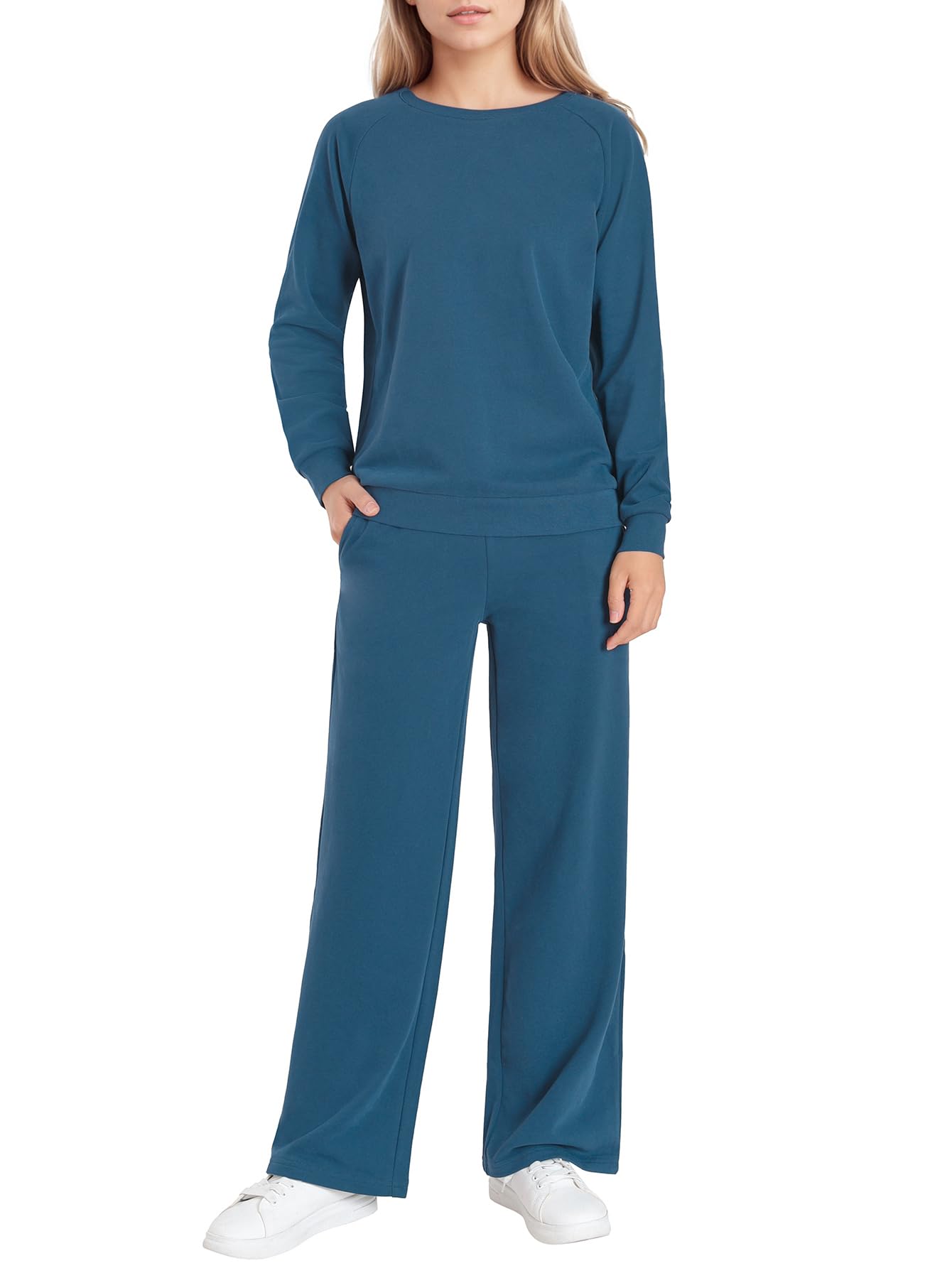 Women's Petite Sweatsuits Wide Leg Jogging Suits Travel Lounge Set Petite Length