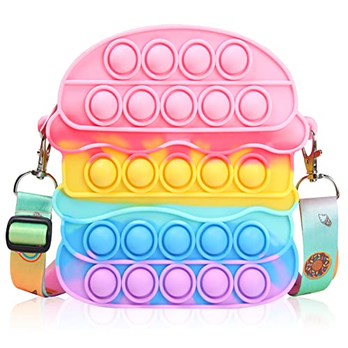 Pop Purse Pop Shoulder Bag for Girls, Fidget Pack with Pop, Cute Fidget Bag Fidget Purse, Hamburger Pop Treats Bag Halloween Party Favors, Girls Crossbody Purse Handbag, Fidget Toys Gifts for Girlsâ€¦