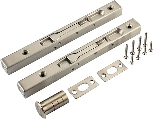 Cerradura de perno deslizante oculta de acero inoxidable de 8 pulgadas (7.9 in), tapón antipolvo de resorte, para puertas francesas, puertas