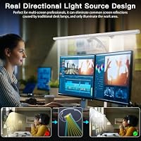 EYOCEAN Schreibtischlampe LED mit Gestensteuerung & Fernbedienung, 24W 80CM Klemmbare Schreibtischlampen, Dimmbare Einstellbare Farbtemperaturen Monitor Lampe, Tageslichtlampe für Heimbüro, Weiß – Ansicht 3