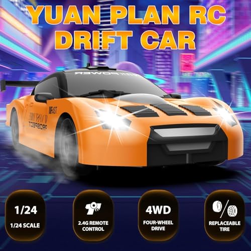 Image of Stunt Tires Racing CAR 1:12 Remote Control Stunt Plastic Rc Car with Hand Sensor Watch Twisting Vehicle Toy for Kids (mini Drift), Multicolor