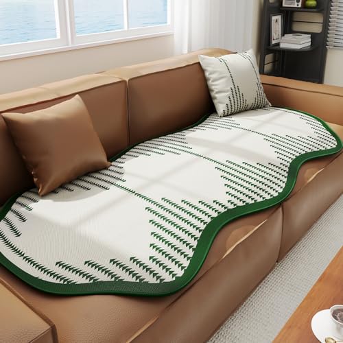 Housse de canapé d'été verte 80x80cm à motif géométrique - 2