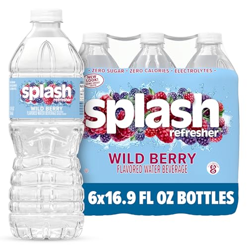 Splash Refresher Flavored Water Bottles, Wild Berry Flavor - 6-Pack,