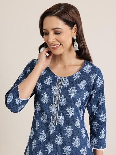 Image of Libas Printed Cotton Straight Kurta for Women Suit