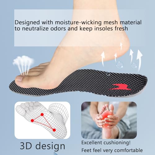 Image of Shoe Insoles, Comfort Thin Lightweight Shock Absorption and Cushion Shoe Insole, Best Insoles for Men and Women for Everyday Use (Yellow Lines, XXL: Men 12-14 / Women 13.5-15 -(290mm-300mm))