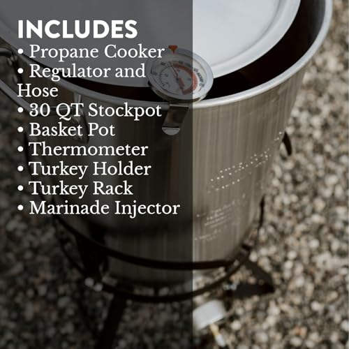 GasOne 30QT Turkey Fryer Set and Seafood Boil with Propane Gas Burner, Perforated Basket – Perfect Outdoor Cooker for Crawfish, Crab, Shrimp, Lobster, and Frying – Complete Outdoor Cooking Kit - Image 7
