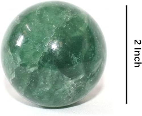 Miniatura 2 de Flourita verde azabache de 1.772-1.969 in, esfera de bola, piedra preciosa A+ tallada a mano, altar curativo, enfoque devocional, limpieza