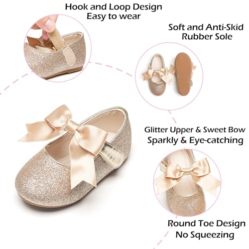 Image of PHIRAMIN Tollder Girl Dress Shoes - Little Girl Ballet Flats for Wedding Party