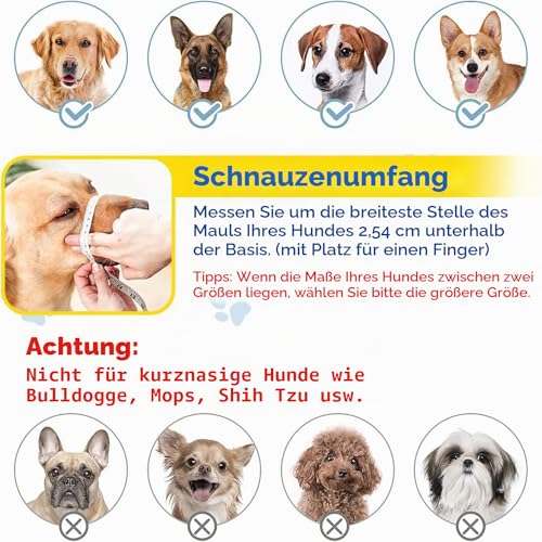 Maulkorb für Hunde, Maulkorb mit Klettverschluss Weich, Verhindert Beißen, Sicher Atmungsaktives Bellen und Kauen, mit Verstellbarer Schlaufe, Atmungsaktives Mesh - Schwarz, M