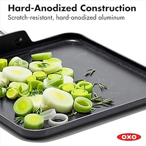 OXO Enhanced 11" Griddle Pan, PFAS-Free Ceramic Nonstick, Durable Hard Anodized Cookware, Scratch Resistant, Stainless Steel Handle, Good Grips, Dishwasher/Oven Safe, Black OXO Enhanced 11 Griddle Pan PFAS Free Ceramic Nonstick Durable Hard Anodized Cookware Scratch Resistant Stainless Steel Handle Good Grips DishwasherOven Safe Black