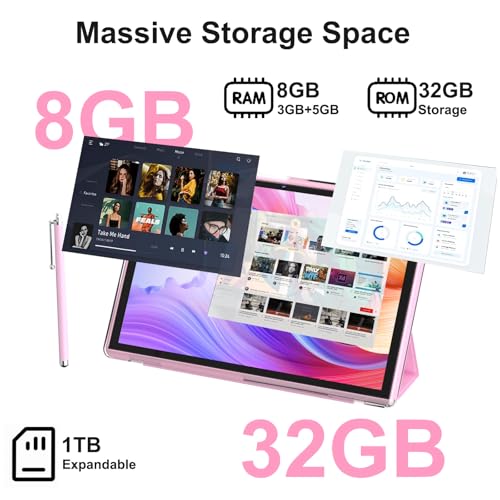 Image of 10 Inch Tablet With Case Stylus, Android 15 Tablets 8GB RAM 32GB ROM Support 1TB Expand, 10.1 IN Tableta Includes Tablet Protective Cover Dual Camera 5G WiFi-6, 6000mAh Battery 10 inch Android Tablet.