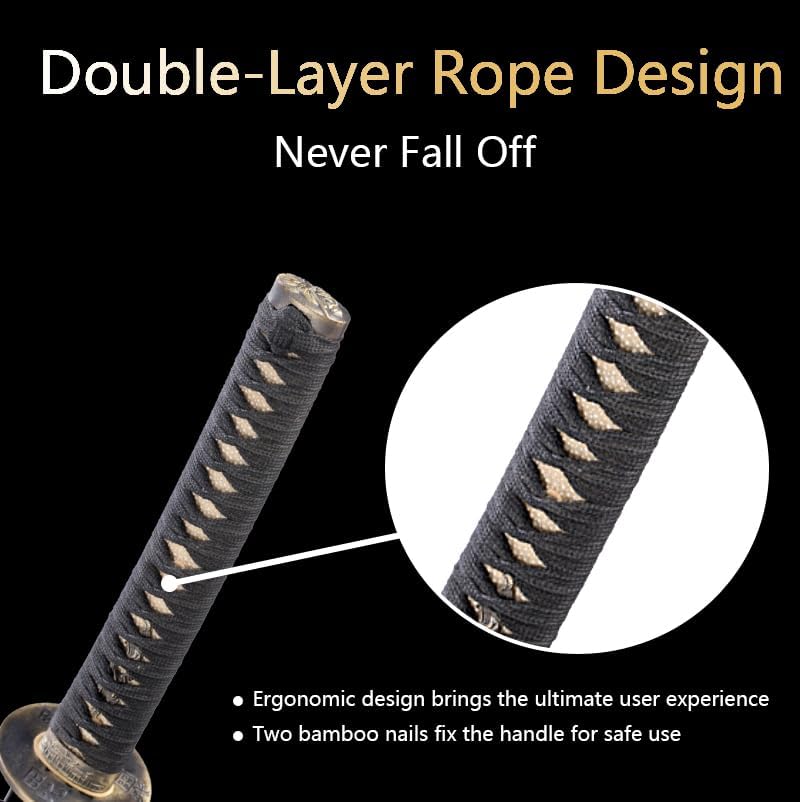 Katana Sword, Handmade Samurai Sword 9260 Spring Steel - Plum Blossom Design, Full Tang & Clay Tempered - Ideal for Training, Practice, Collection & Gift Giving - Image 4