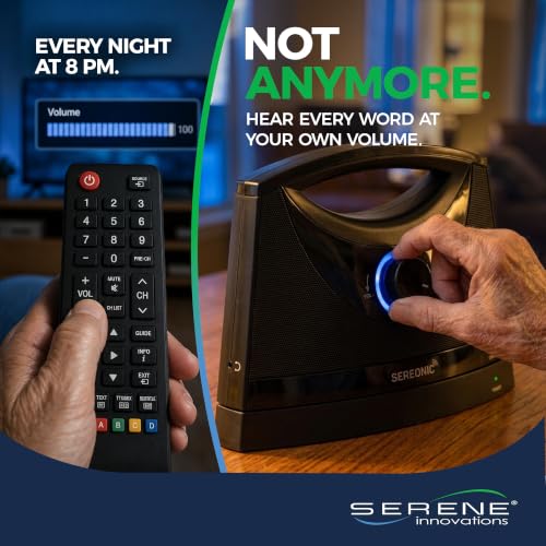 Image of SEREONIC Portable Wireless TV Speakers for Smart TV - Ideal for TV Watching Without The Blaring Volume - Wireless Speakers for TV Designed for Hard of Hearing, Elderly, and Seniors - 100ft Range