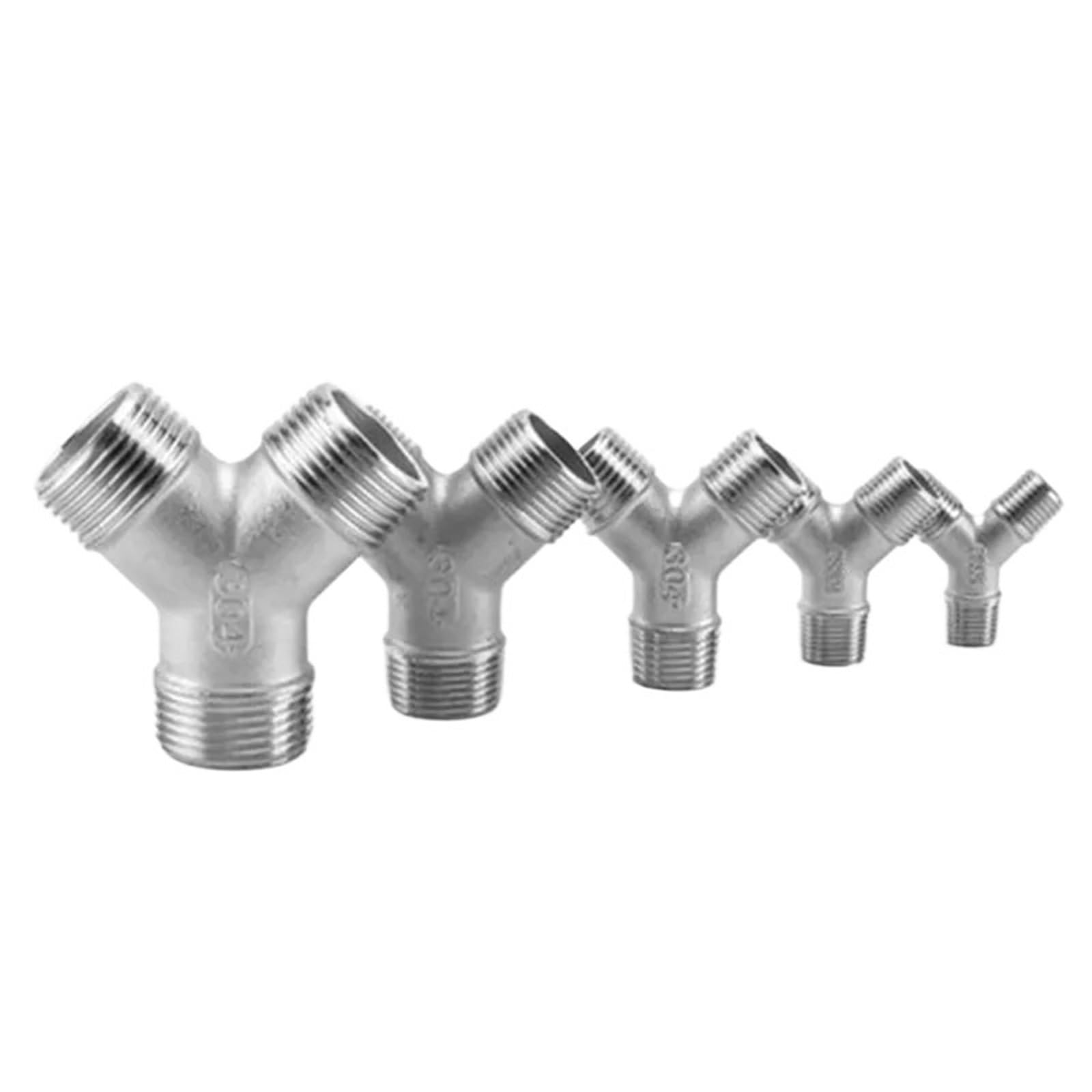 VELORE 1 raccordo a Y in acciaio inox 304 a 3 vie 1/4 3/8 1/2 3/4 2,5 cm 5,1 cm BSP femmina/maschio una divisione a due vie raccordi per tubi dell'acqua (femmina a forma di Y, 5,1 cm)