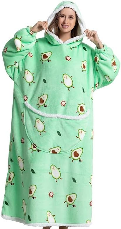 Miniatura 2 de Queenshin Manta con Capucha Usable, Sudadera de Franela Extragrande Cómoda para Adultos, Manta Cálida y Acogedora con Capucha