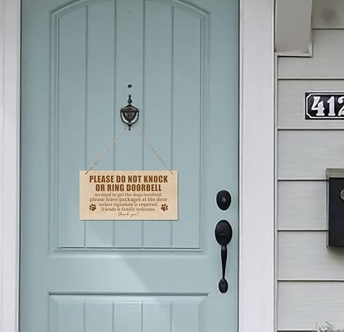 Miniatura 4 de Letrero de madera impresa, con texto en inglés Please Do Not Knock or Ring Doorbell No Need to Get the Dogs Involved, letrero de madera para colgar
