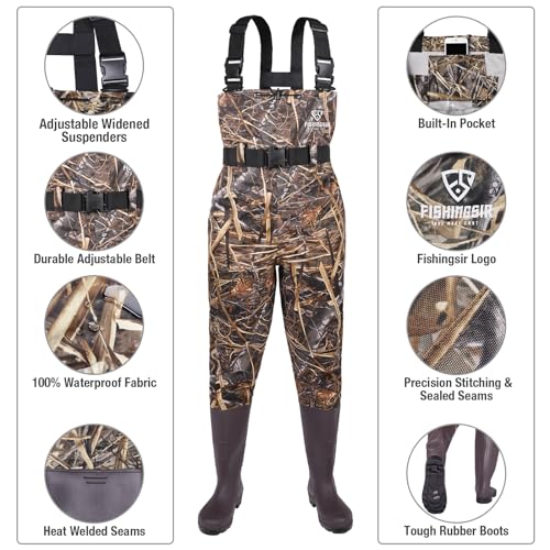 FISHINGSIR Botas de pesca para homens com botas femininas com duas camadas de nylon/PVC à prova d'á