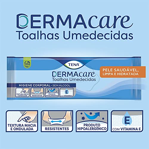 Tena Slip Dermacare, Toalha Umedecida para Banho de Leito, azul, 40 unidades