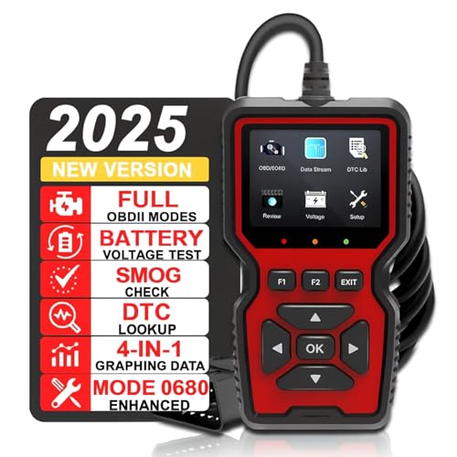 OBD2 Scanner Diagnostic Tool, Check Engine Code Reader OBD2 Scanner with Reset, Mode 6, Mode 8 & I/M Readiness, Auto Che - Detailed View