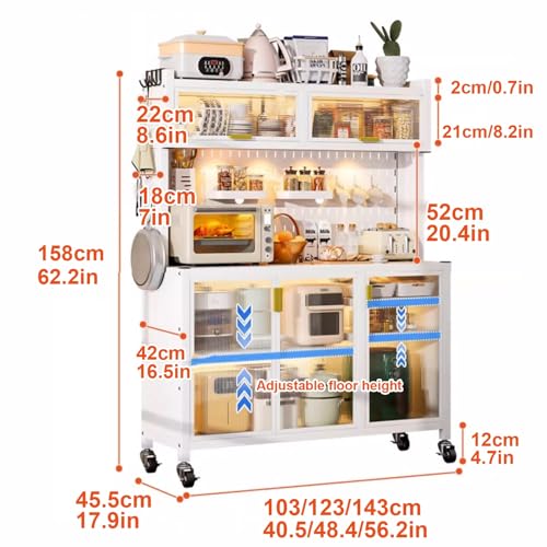 Support pour micro-ondes avec panneau perforé et rangement fermé mobile - 2