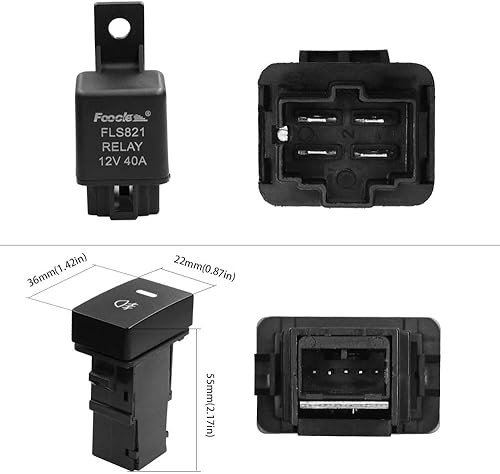 Miniatura 5 de H11 880 881 H9 - Juego de cables conectores para luz de niebla con relé de 40 A y kits de interruptores de encendido/apagado para lámpara de trabajo