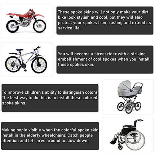 Image of 72Pcs Spoke Skins Covers Spoke Wraps Wheel Decoration for Motorcycle Bicycle Dirt Bike Wheelchair(Red & Black)