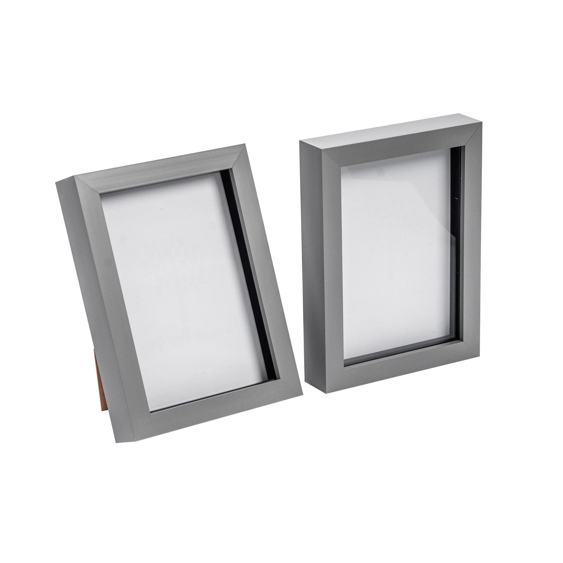 Nicola Spring 3D Shadow Box Photo Frames - 5x7 (12x17cm) - Pack of 2 - Grey 3D Photo Frame Box Picture Frame Box Portrait Display Case for Crafts, Keepsakes, Wedding, Graduation