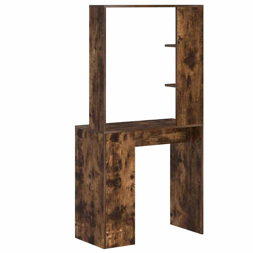 Scrivania con scaffale, in rovere affumicato, 78,5 x 37 x 154,5 cm, moderna scrivania per computer per casa, ufficio, studio, con spazio di archiviazione e piano di lavoro funzionale