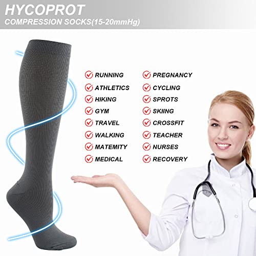 HYCOPROT Compression Socks for Women & Men Circulation (3 works) 15-20 mmHg for Athletics Running Nurses Pregnancy Travel - Image 3