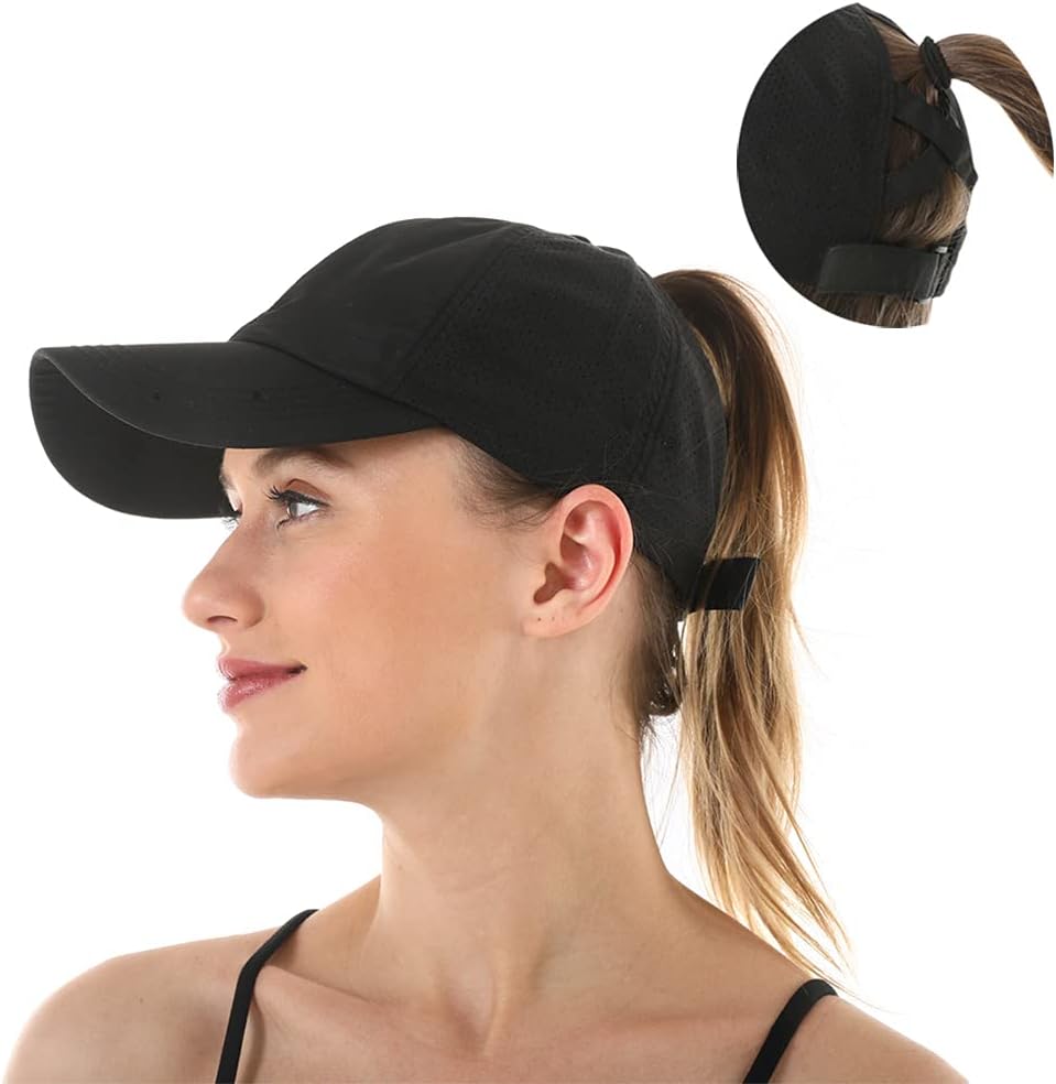 Ponytail Baseball Cap for Women Mesh Quick Dry Baseball Hat with Ponytail Hole
