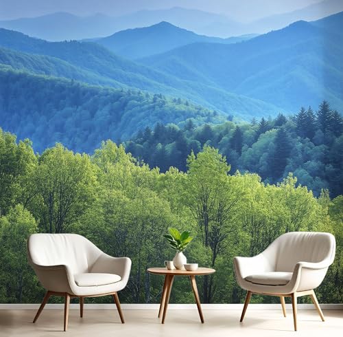 Papier peint panoramique vert 200x140 cm forêt naturelle pour salon