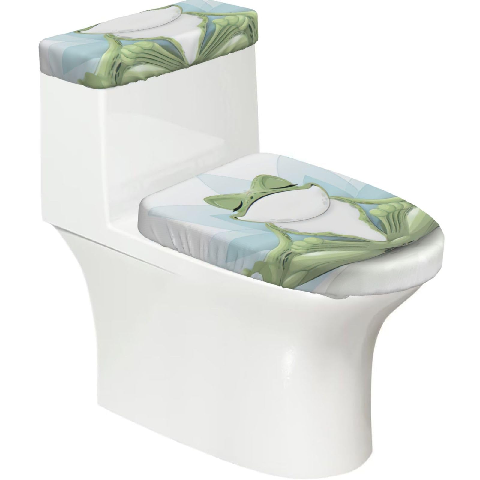 Funny Yoga Frog Print Bathroom Decor Toilet Lid Cover And Tank Covers, Restroom Accessories Fits Most Round