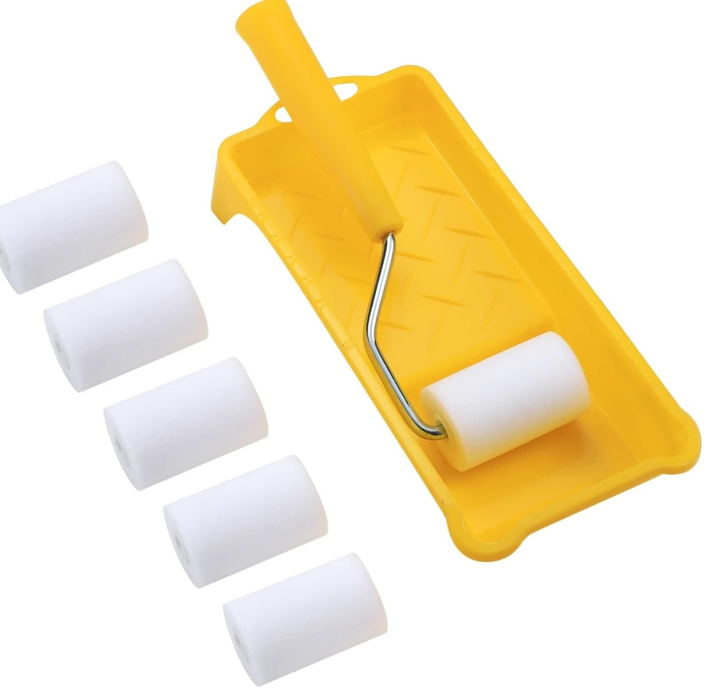 Rulli per Verniciare Set Mini Rullo per Pittura in Schiuma Piccolo Rullo di Schiuma 6 * 5cm Copertura del Rullo di Vernice + Telaio del Rullo di Vernice + Piccolo Vassoio di Vernice