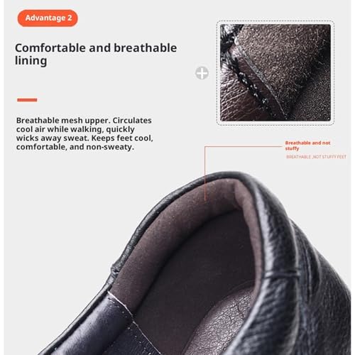 Mocasines de cuero para hombre, cómodos, suaves, clásicos, para conducir, negocios, trabajo, oficina, uso diario, Felpa negra., 41 EU - imagen 7