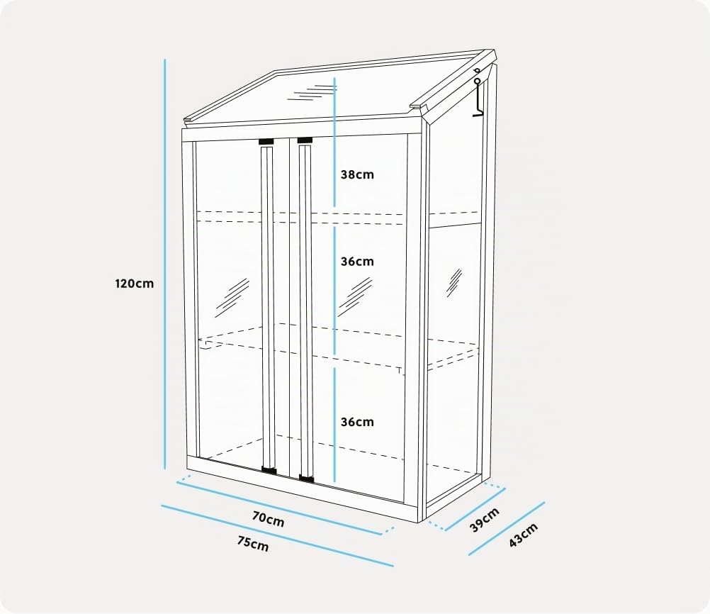 Greenspot - Balkon Gewächshaus - Minigewächshaus - 80 x 42 x 121 cm LxBxH - aus Holz und Kunsstoff, Max. Fachlast 50 kg - für Kräuter, Anzucht, Terrasse - Origin Palisanderbraun Dunkel | Drei belastbare Ebenen Kräuter Gemüse und Blumen klappbares Dach mit