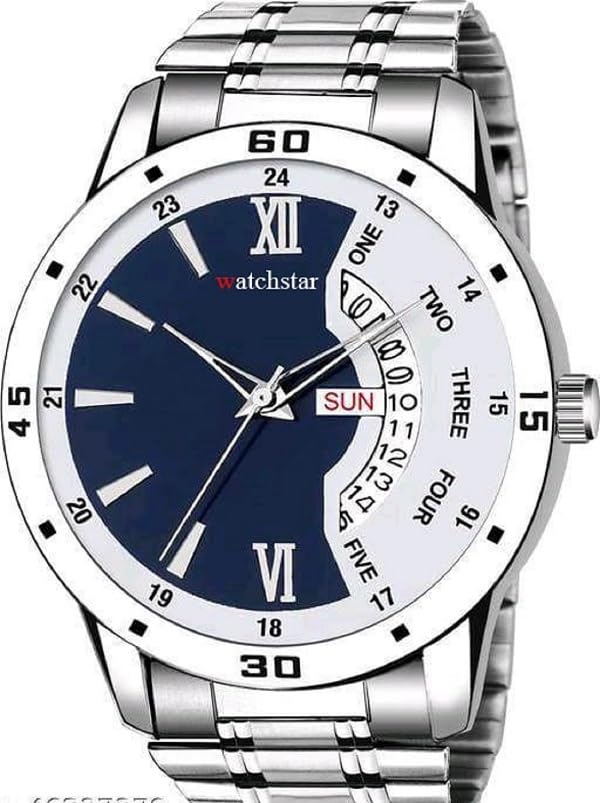 Analog Day Date Functioning Stainless Steel Chain Watch for Men (Multicolor Dial) (B0D33N1F4J) Amazon Price History, Amazon Price Tracker