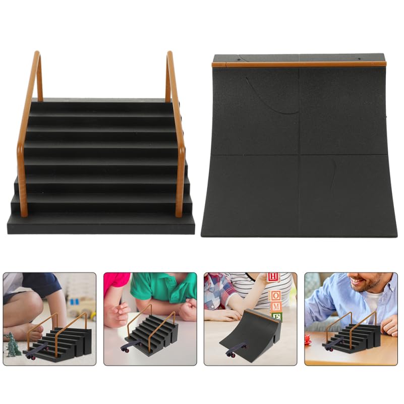Vaguelly 2pcs Fingerboard Skate Park Con Rampa Per Ragazzi Ragazzi Ragazze Plastica Skateboard Parco Accessori Per Dito Pattinaggio Giocattoli Dito Pattinaggio Dito Pattinaggio Kit Per Principianti
