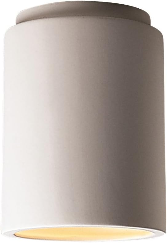 Justice Design Group Lighting CER-6100W-BIS Outdoor Flush-Mount with Ceramic Bisque Shades, White