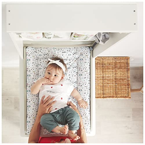 Wall Mounted Changing Table, fold Down Baby Changing Unit with Changing mat and Storage
