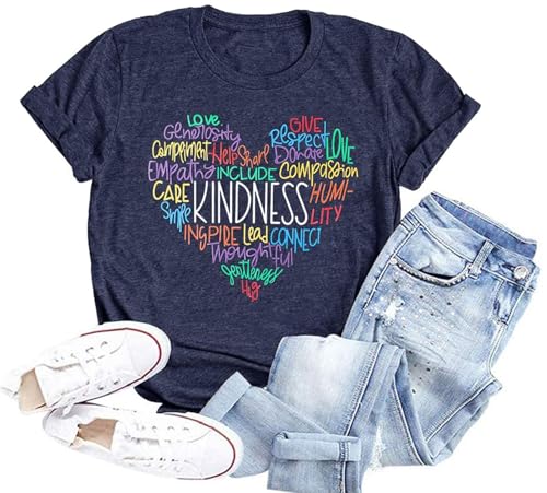 Kindness Shirt for Women Summer Casual Short Sleeve Inspirational Tee Tops
