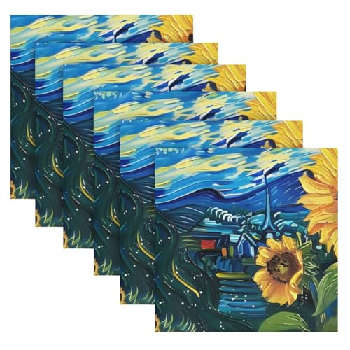 Servilletas de tela estampadas set x6 multicolor 20x20 in miniatura 2