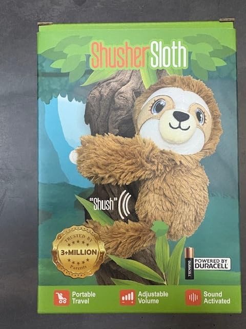 Miniatura 10 de Baby Shusher Shusher Sloth - Juguete calmante para bebé para dormir, chupete activado por llanto, animal de peluche para bebés y niños, sonidos de