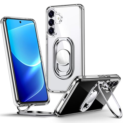 Image of SHIELDS UP for Galaxy S26 Back Cover with Stand, Samsung S26 Case Clear with Double Ring Holder [Adjustable & Foldable] Shockproof Protective Cover for Samsung Galaxy S26, Clear