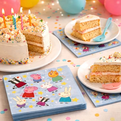 Image of Wanna Party Cute Pig Inspired Cartoon Theme Paper Napkins (20 Pcs) | Pink Pig Theme Birthday Parties Napkins for Kids | Cartoon Theme Party Tableware for Birthday Decoration & Celebration Supplies