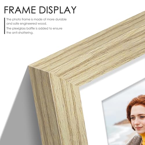 Image of DUENPY 8x16 Collage Picture Frame 5x7 Collage Picture Frame Displays Three 5x7 inch Photos or 8x16 (Without Mat) for Available Horizontal Wall Mounting Display and Vertical Wood Color