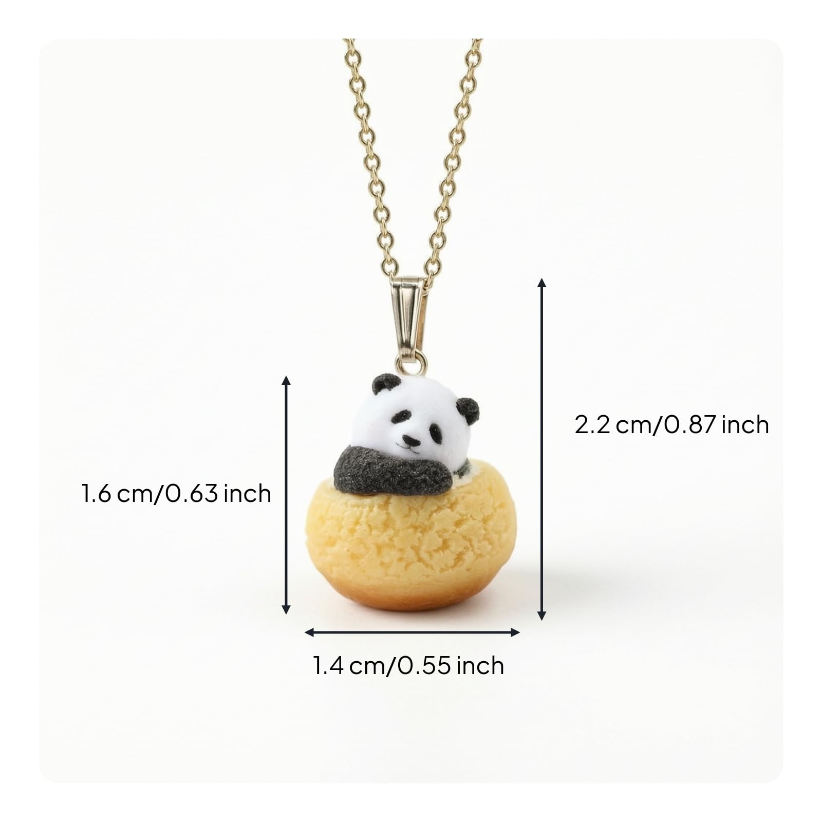 Collana con Pendente Panda Collana Femminile Collana Pendente Ciondolo in Resina Catena Delicata con Fermaglio Look Decorativo E Materiali Oro, 38+7cm, Panda Sdraiato