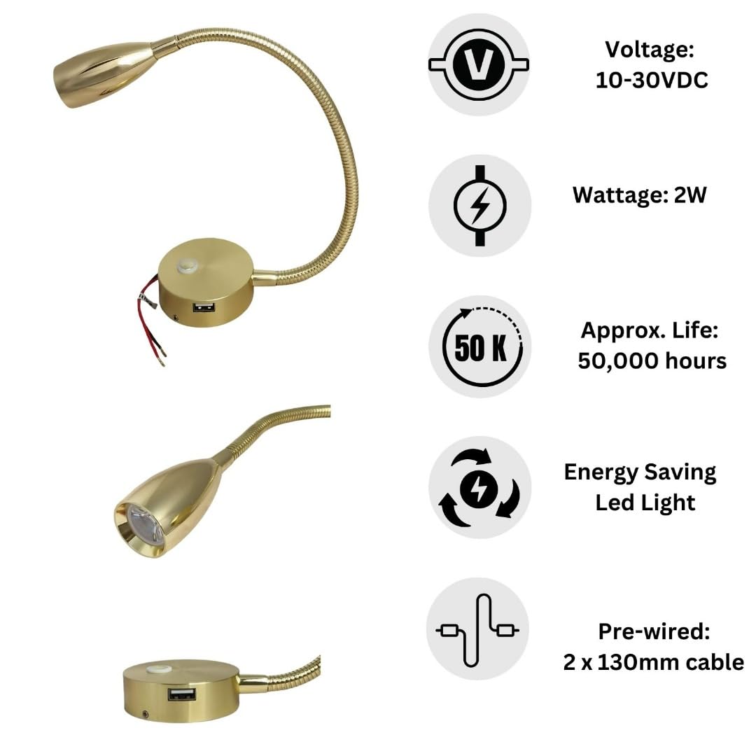 Lampada Da Lettura 12V LED Dimmerabile 2Pcs 3200K DC12-24V - Foto 7