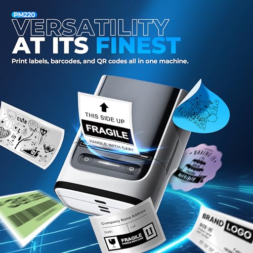 Image of Nelko Label Maker Machine with Tape, PM220 Bluetooth Label Printer, 2 Inch Portable Thermal Printer for Small Business, Logo, Clothing, Sticker Printer for Phones & PC, with 3 Labels, White